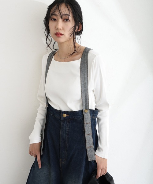 ElegChic(エレグシック)の「2×2リブボートネックニット(ニット/セーター・レディース・ベージュ/オフホワイト/杢グレー/ブラック/カーキ・M/L/XL/XXL/4L)」の21枚目の写真
