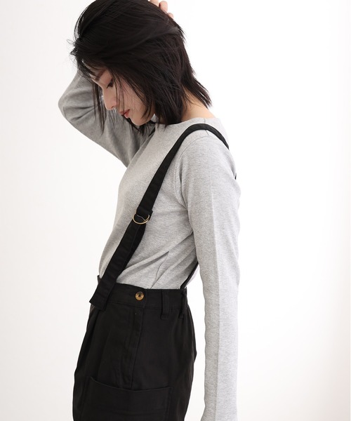 ElegChic(エレグシック)の「2×2リブボートネックニット(ニット/セーター・レディース・ベージュ/オフホワイト/杢グレー/ブラック/カーキ・M/L/XL/XXL/4L)」の22枚目の写真
