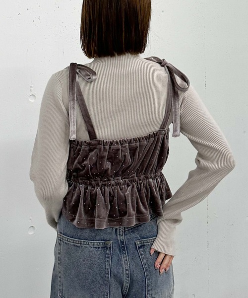 archives（アルシーヴ）の「ビジューベロアビスチェ×リブニットＳＥＴ（ニット/セーター・レディース・グレー/アイボリー/ブラック・MEDIUM）」の7枚目の写真