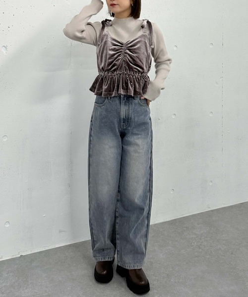 archives（アルシーヴ）の「ビジューベロアビスチェ×リブニットＳＥＴ（ニット/セーター・レディース・グレー/アイボリー/ブラック・MEDIUM）」の9枚目の写真