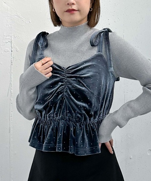 archives（アルシーヴ）の「ビジューベロアビスチェ×リブニットＳＥＴ（ニット/セーター・レディース・グレー/アイボリー/ブラック・MEDIUM）」の12枚目の写真