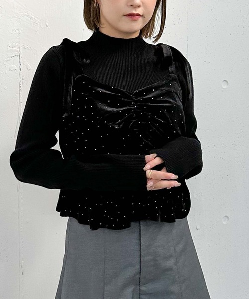 archives（アルシーヴ）の「ビジューベロアビスチェ×リブニットＳＥＴ（ニット/セーター・レディース・グレー/アイボリー/ブラック・MEDIUM）」の18枚目の写真