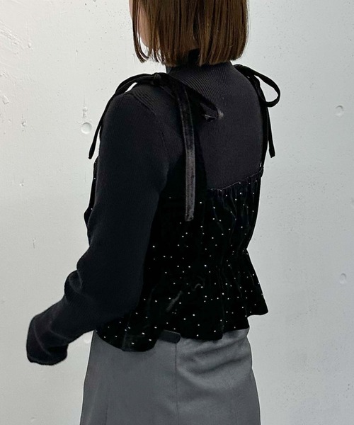 archives（アルシーヴ）の「ビジューベロアビスチェ×リブニットＳＥＴ（ニット/セーター・レディース・グレー/アイボリー/ブラック・MEDIUM）」の21枚目の写真