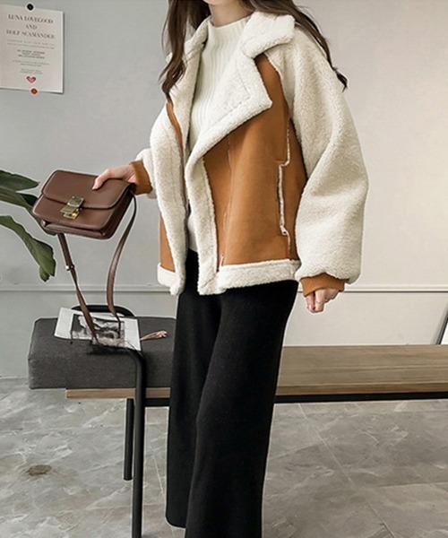 Miniministore(ミニミニストア)の「ボアジャケット レディース 冬アウター(ブルゾン・レディース・ライトベージュ/キャメル・FREE)」の3枚目の写真