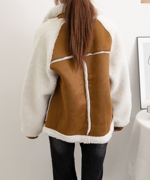 Miniministore(ミニミニストア)の「ボアジャケット レディース 冬アウター(ブルゾン・レディース・ライトベージュ/キャメル・FREE)」の16枚目の写真