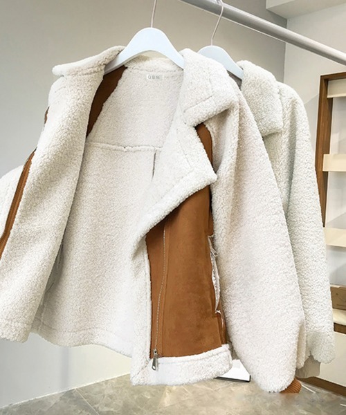 Miniministore(ミニミニストア)の「ボアジャケット レディース 冬アウター(ブルゾン・レディース・ライトベージュ/キャメル・FREE)」の17枚目の写真
