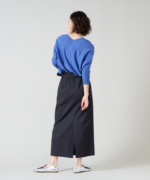 Liesse（リエス）の「ベルト付きタイトスカート（スカート・レディース・ベージュ/ネイビー・2/3）」の4枚目の写真