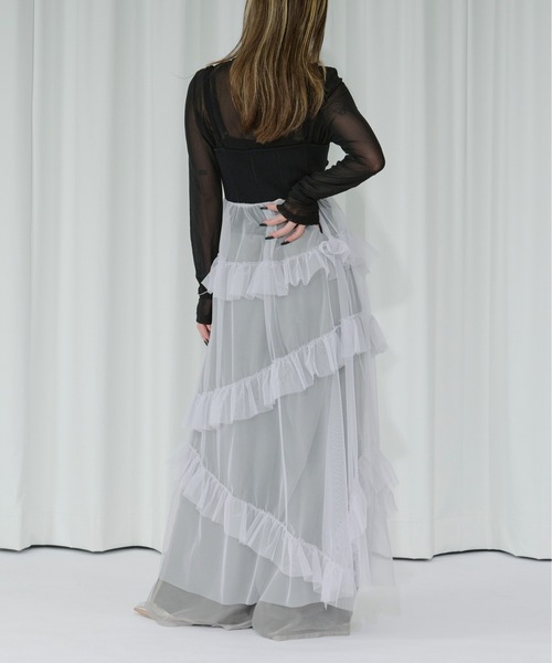 Ezick（エジック）の「docking knit チュールフリルワンピース（ワンピース・レディース・ブラック/アイボリー/ブルー・FREE）」の19枚目の写真