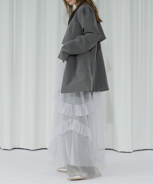 Ezick（エジック）の「docking knit チュールフリルワンピース（ワンピース・レディース・ブラック/アイボリー/ブルー・FREE）」の22枚目の写真