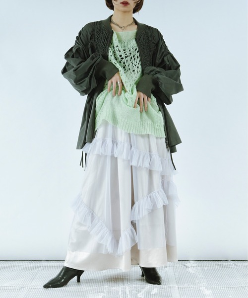 Ezick（エジック）の「docking knit チュールフリルワンピース（ワンピース・レディース・ブラック/アイボリー/ブルー・FREE）」の17枚目の写真