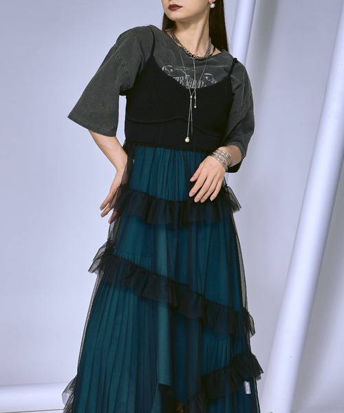 eaphiエフィ KNIT DOCKING ONE PIECE 最終値下げ Eaphi mesh knit fringe one piece 2 - メルカリ