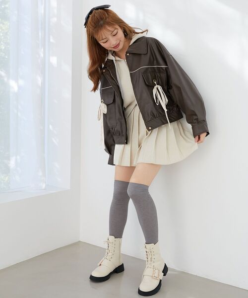 MAJESTIC LEGON（マジェスティックレゴン）の「2wayリボンバイカラーブルゾン（ブルゾン・レディース・ブラウン/ブラック/アイボリー・MEDIUM/X-SMALL/SMALL）」の13枚目の写真