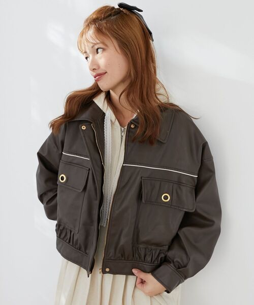 MAJESTIC LEGON（マジェスティックレゴン）の「2wayリボンバイカラーブルゾン（ブルゾン・レディース・ブラウン/ブラック/アイボリー・MEDIUM/X-SMALL/SMALL）」の19枚目の写真