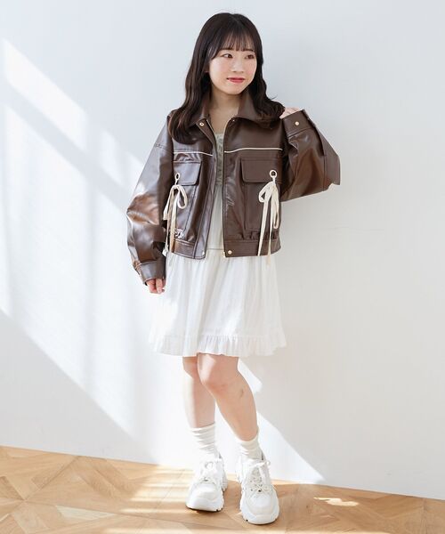 MAJESTIC LEGON（マジェスティックレゴン）の「2wayリボンバイカラーブルゾン（ブルゾン・レディース・ブラウン/ブラック/アイボリー・MEDIUM/X-SMALL/SMALL）」の20枚目の写真