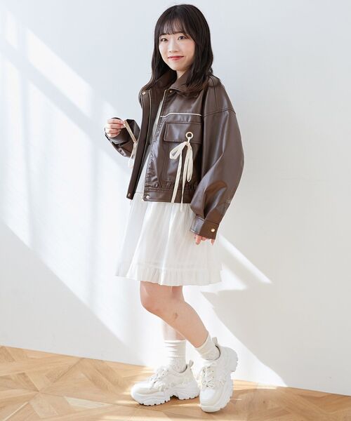 MAJESTIC LEGON（マジェスティックレゴン）の「2wayリボンバイカラーブルゾン（ブルゾン・レディース・ブラウン/ブラック/アイボリー・MEDIUM/X-SMALL/SMALL）」の21枚目の写真