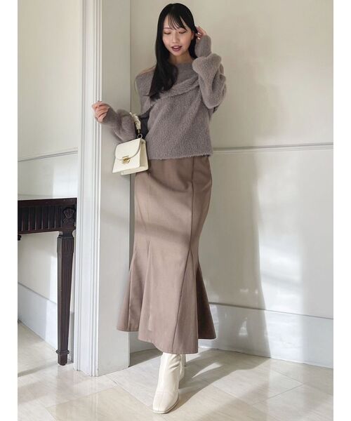 dazzlin（ダズリン）の「シャギーオフショルニットプルオーバー（ニット/セーター・レディース・レッド/ピンク/ブラウン/パープル/オフホワイト・FREE）」の19枚目の写真