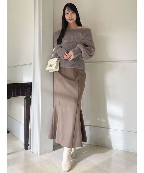 dazzlin（ダズリン）の「シャギーオフショルニットプルオーバー（ニット/セーター・レディース・レッド/ピンク/ブラウン/パープル/オフホワイト・FREE）」の18枚目の写真