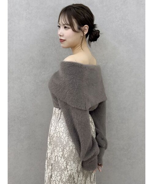 dazzlin（ダズリン）の「シャギーオフショルニットプルオーバー（ニット/セーター・レディース・レッド/ピンク/ブラウン/パープル/オフホワイト・FREE）」の9枚目の写真