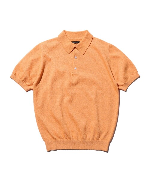 BEAMS PLUS（ビームスプラス）の「ブークレ ニット ポロシャツ（ポロシャツ・メンズ・オレンジ/ベージュ/サックスブルー/オリーブ・M/XL/L/S）」の4枚目の写真