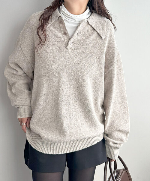 【SS先行予約】ブークレニットポロ《ユニセックス》（ニット/セーター）｜DISCOAT（ディスコート）