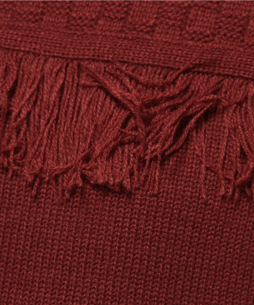 earth music&ecology（アースミュージックアンドエコロジー）の「フリンジ切替えニットプルオーバー（ニット/セーター・レディース・アイボリー/カーキ/レンガ/ダークブラウン・FREE）」の8枚目の写真