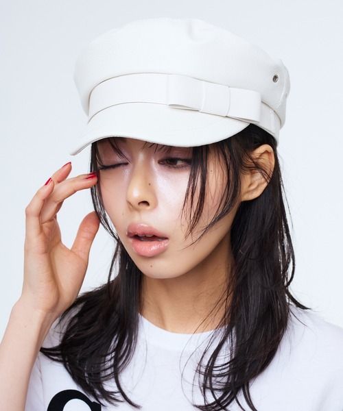 Narcissus(ナルシス)の「【Narcissus】リボンキャスケット(キャスケット・レディース・ホワイト/ブラック・FREE)」の1枚目の写真