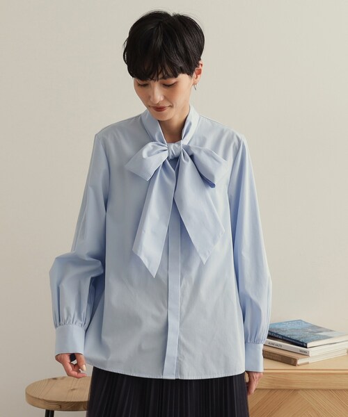 OPAQUE.CLIP(オペークドットクリップ)の「《STORY掲載》ボウタイシャツブラウス/通勤・セレモニー対応【洗濯機洗い可】(シャツ/ブラウス・レディース・ライトブルー/ホワイト・38/40/42/36)」の12枚目の写真