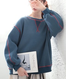 GOLDJAPAN（ゴールドジャパン）の「裏起毛配色ステッチワイドプルオーバー【大きいサイズ対応】（スウェット）」