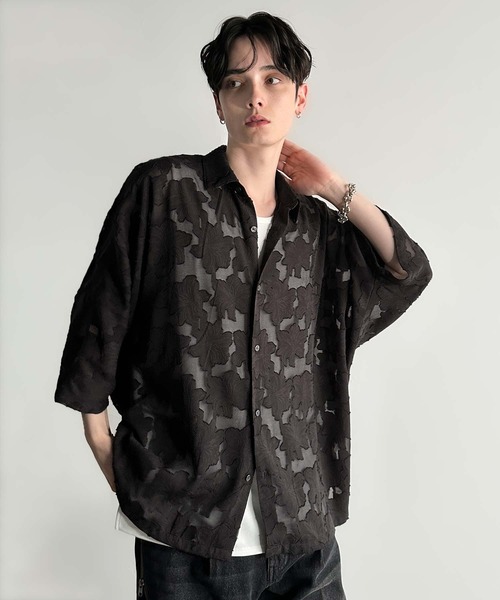 Classical Origin(クラシカルオリジン)の「【Classical Origin】「抜け感の抜け技。」フラワー柄シアージャカードドルマンシャツ/Sheer Jacquard Dolman Sleeve Shirt(シャツ/ブラウス・メンズ・アイボリー/ブラック・ONE SIZE)」の19枚目の写真