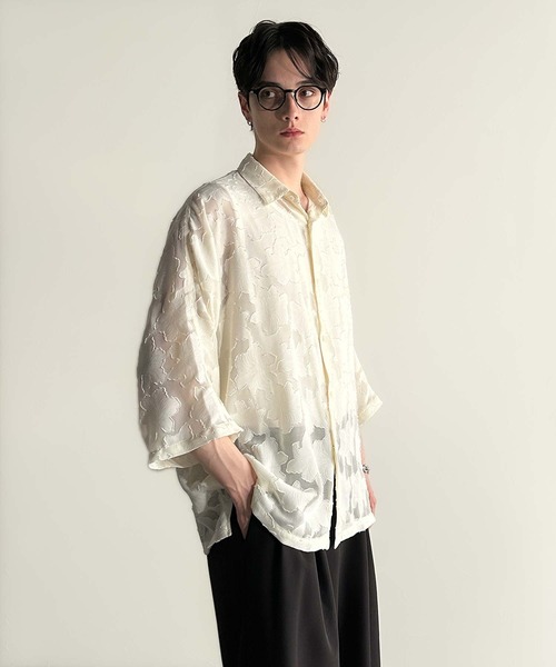 Classical Origin(クラシカルオリジン)の「【Classical Origin】「抜け感の抜け技。」フラワー柄シアージャカードドルマンシャツ/Sheer Jacquard Dolman Sleeve Shirt(シャツ/ブラウス・メンズ・アイボリー/ブラック・ONE SIZE)」の16枚目の写真