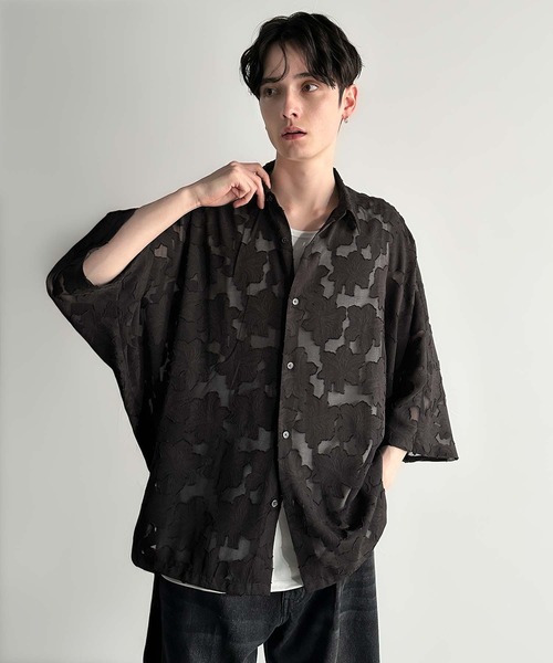 Classical Origin(クラシカルオリジン)の「【Classical Origin】「抜け感の抜け技。」フラワー柄シアージャカードドルマンシャツ/Sheer Jacquard Dolman Sleeve Shirt(シャツ/ブラウス・メンズ・アイボリー/ブラック・ONE SIZE)」の18枚目の写真