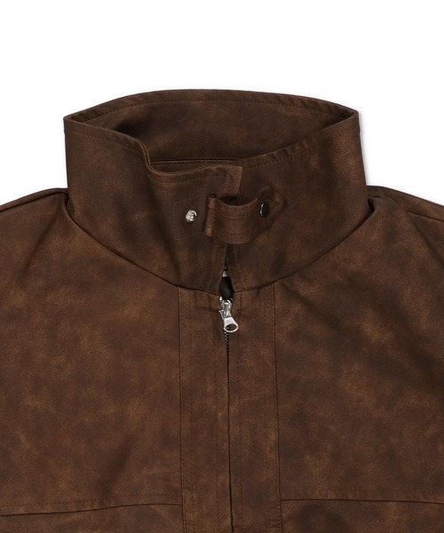 SPINNS（スピンズ）の「ヴィンテージライク合皮A-2ジャケット（ブルゾン・レディース・ブラック/ブラウン系その他・ONESIZE）」の5枚目の写真