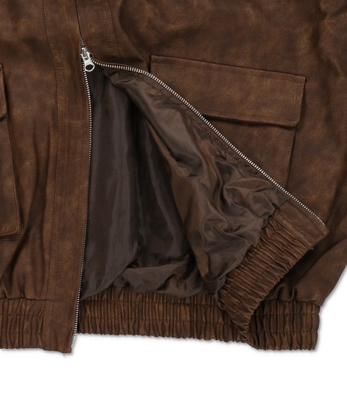 SPINNS（スピンズ）の「ヴィンテージライク合皮A-2ジャケット（ブルゾン・レディース・ブラック/ブラウン系その他・ONESIZE）」の3枚目の写真