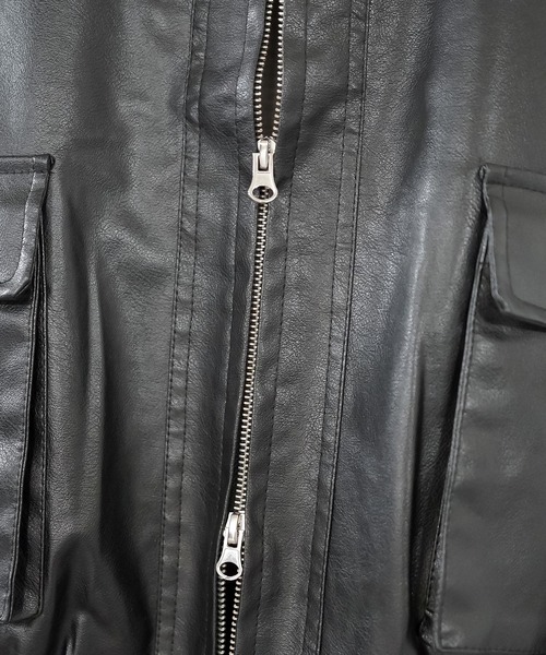 SPINNS（スピンズ）の「ヴィンテージライク合皮A-2ジャケット（ブルゾン・レディース・ブラック/ブラウン系その他・ONESIZE）」の13枚目の写真