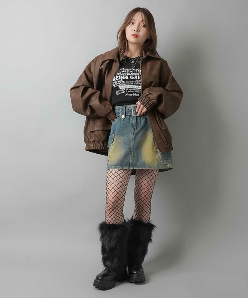 SPINNS（スピンズ）の「ヴィンテージライク合皮A-2ジャケット（ブルゾン・レディース・ブラック/ブラウン系その他・ONESIZE）」の15枚目の写真