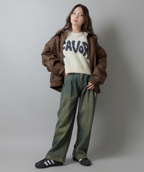 SPINNS（スピンズ）の「ヴィンテージライク合皮A-2ジャケット（ブルゾン・レディース・ブラック/ブラウン系その他・ONESIZE）」の16枚目の写真