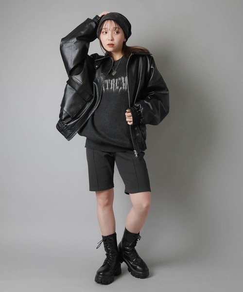 SPINNS（スピンズ）の「ヴィンテージライク合皮A-2ジャケット（ブルゾン・レディース・ブラック/ブラウン系その他・ONESIZE）」の20枚目の写真