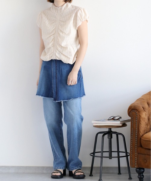 セットアップコーデ可能〉デニムレギュラーストレートパンツ