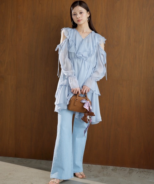 SNIDEL（スナイデル）の「タイスカーフ（その他ヘアアクセサリー・レディース・ベージュ/オレンジ/ピンクベージュ/ライトブルー・FREE）」の18枚目の写真