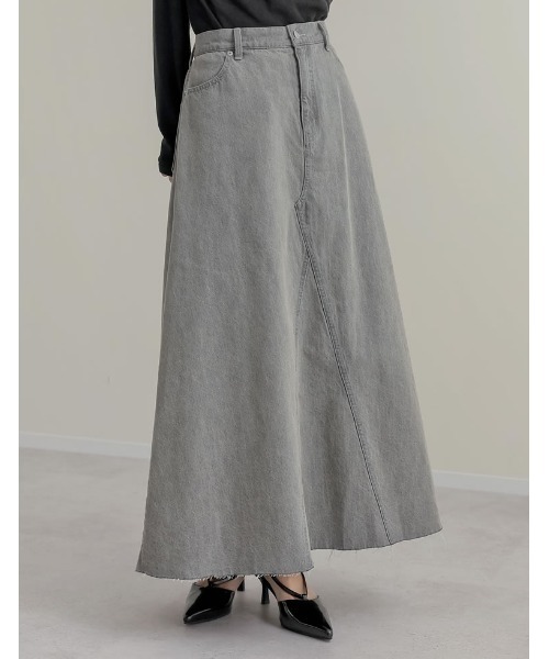 Re:EDIT（リエディ）の「[2025SS COLLECTION][低身長/高身長サイズ有]コットンデニムAライン切り替えスカート（デニムスカート・レディース・グレー/ブルー/ブルー系その他・SHORT/MEDIUM/TALL/LARGE）」の14枚目の写真