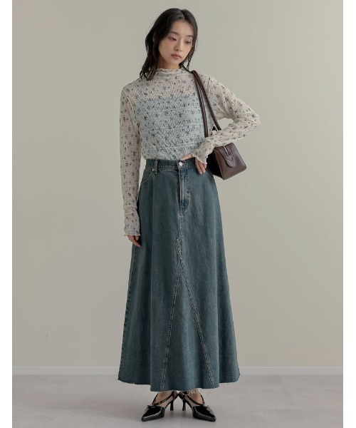 Re:EDIT（リエディ）の「[2025SS COLLECTION][低身長/高身長サイズ有]コットンデニムAライン切り替えスカート（デニムスカート・レディース・グレー/ブルー/ブルー系その他・SHORT/MEDIUM/TALL/LARGE）」の22枚目の写真