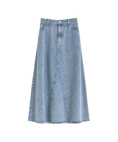 Re:EDIT（リエディ）の「[2025SS COLLECTION][低身長/高身長サイズ有]コットンデニムAライン切り替えスカート（デニムスカート・レディース・グレー/ブルー/ブルー系その他・SHORT/MEDIUM/TALL/LARGE）」の4枚目の写真