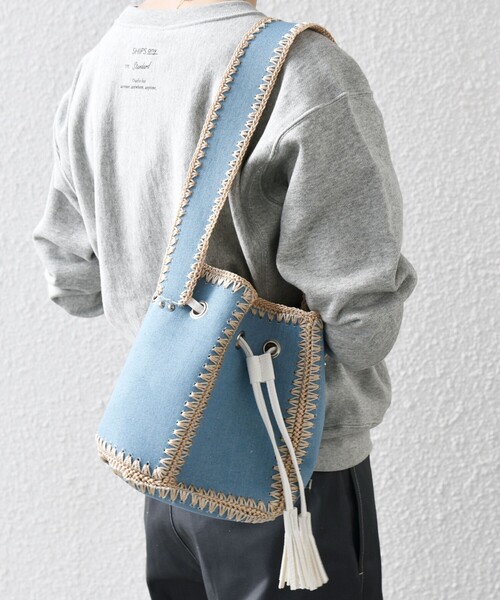 セール】SHIPS any: エンブロイダリー 巾着 ショルダー バッグ