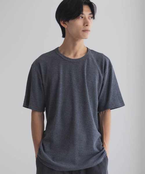NAVY（ネイビー）の「NAVY ワッフルクルーTシャツ（Tシャツ/カットソー・メンズ・ホワイト/ネイビー系/杢グレー/カーキ/ブラック・XXL/XL/L/M/S）」の5枚目の写真