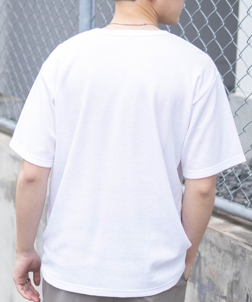 NAVY（ネイビー）の「NAVY ワッフルクルーTシャツ（Tシャツ/カットソー・メンズ・ホワイト/ネイビー系/杢グレー/カーキ/ブラック・XXL/XL/L/M/S）」の10枚目の写真