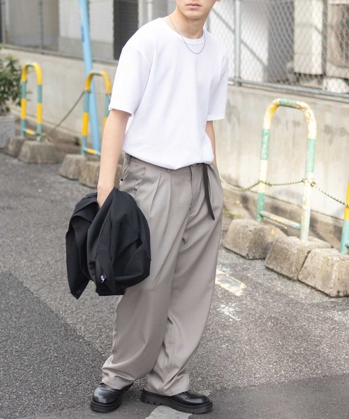 NAVY（ネイビー）の「NAVY ワッフルクルーTシャツ（Tシャツ/カットソー・メンズ・ホワイト/ネイビー系/杢グレー/カーキ/ブラック・XXL/XL/L/M/S）」の6枚目の写真