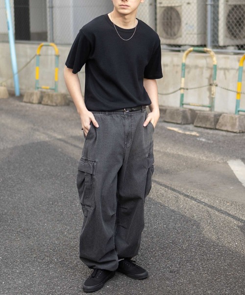 NAVY（ネイビー）の「NAVY ワッフルクルーTシャツ（Tシャツ/カットソー・メンズ・ホワイト/ネイビー系/杢グレー/カーキ/ブラック・XXL/XL/L/M/S）」の13枚目の写真