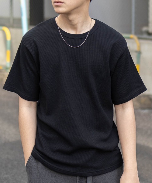 NAVY（ネイビー）の「NAVY ワッフルクルーTシャツ（Tシャツ/カットソー・メンズ・ホワイト/ネイビー系/杢グレー/カーキ/ブラック・XXL/XL/L/M/S）」の15枚目の写真