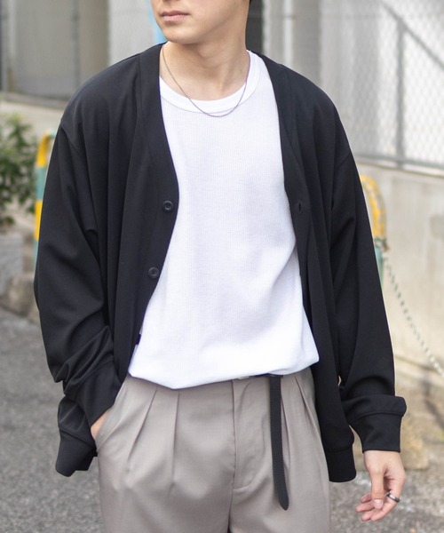 NAVY（ネイビー）の「NAVY ワッフルクルーTシャツ（Tシャツ/カットソー・メンズ・ホワイト/ネイビー系/杢グレー/カーキ/ブラック・XXL/XL/L/M/S）」の12枚目の写真