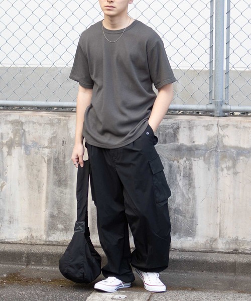 NAVY（ネイビー）の「NAVY ワッフルクルーTシャツ（Tシャツ/カットソー・メンズ・ホワイト/ネイビー系/杢グレー/カーキ/ブラック・XXL/XL/L/M/S）」の21枚目の写真